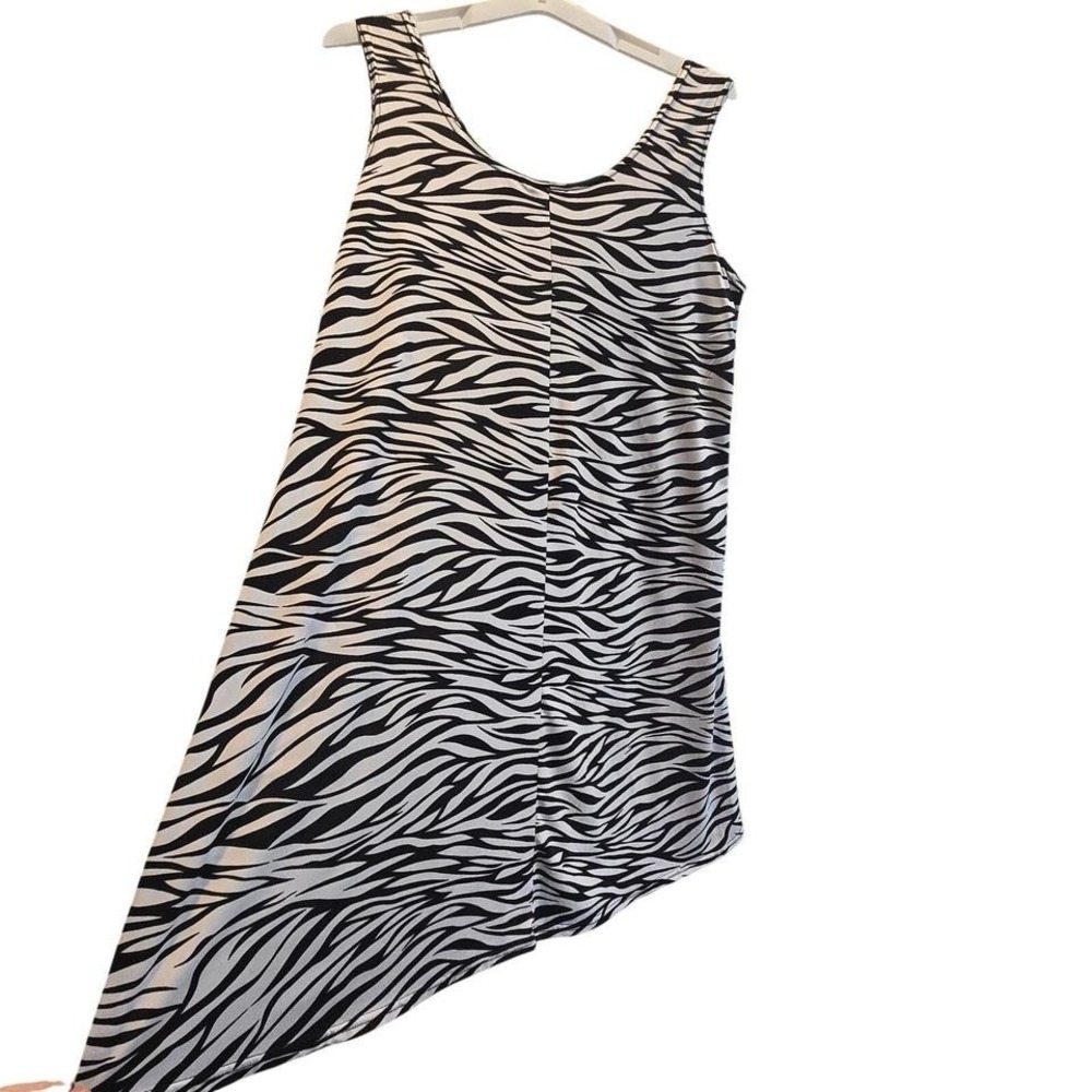 zebra print sleeveless light flowy dress size large made USA‎